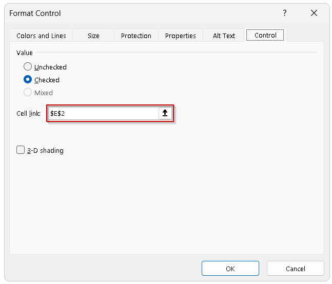 Insert a Radio Button in Excel