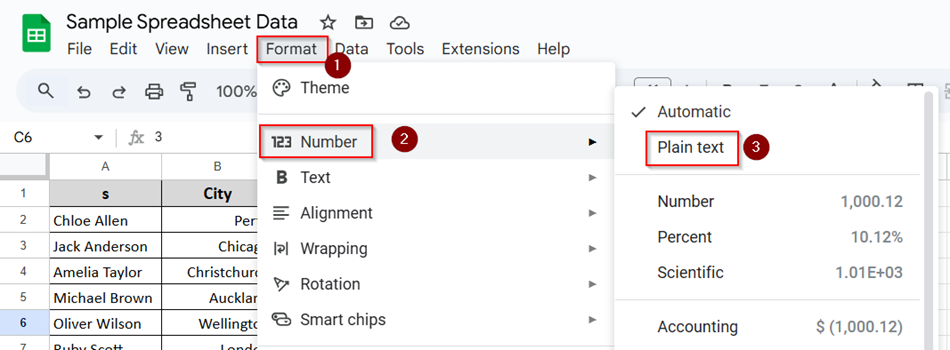 Conversion Between Number and Text in Google Sheets
