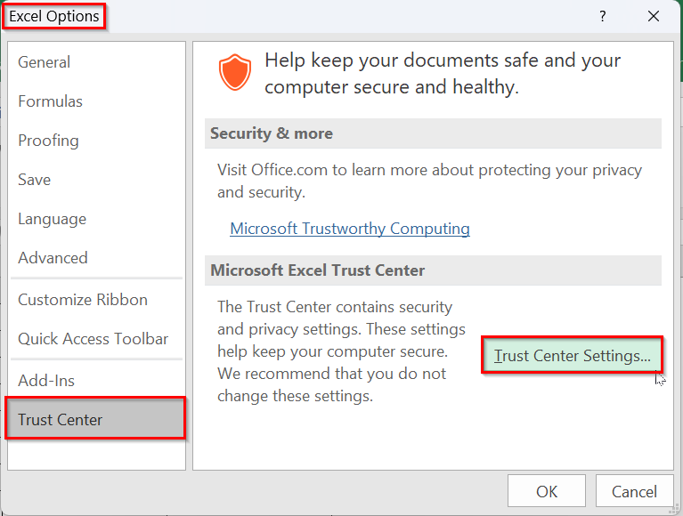 Check Macro Settings