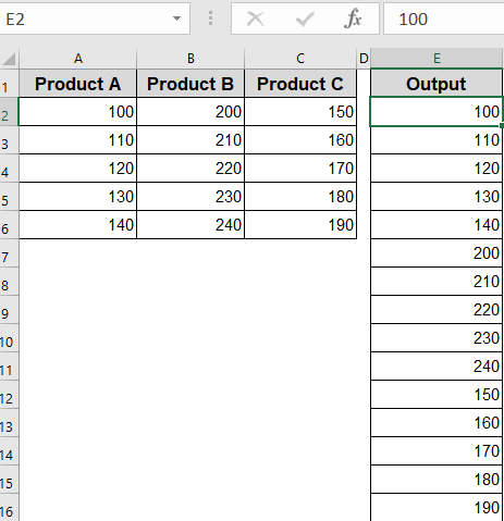 Use Copy and Paste to Consolidate Columns Manually