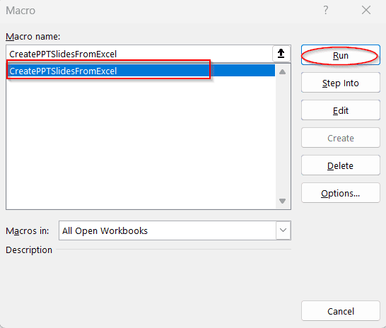 Using VBA Macro to Generate PowerPoint Slides Automatically