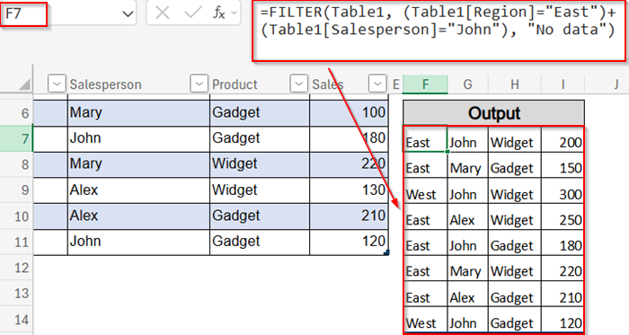 Apply the FILTER Function for Instant Multi-Criteria Results (Excel 365/2021)