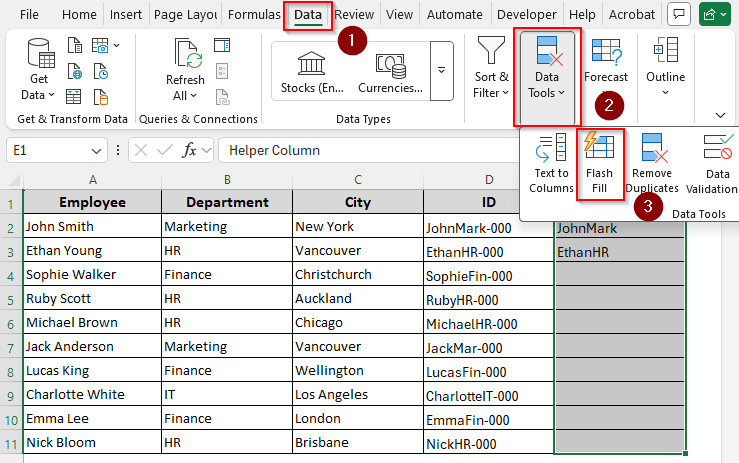 Extract Texts Before Characters Using the Flash Fill Feature