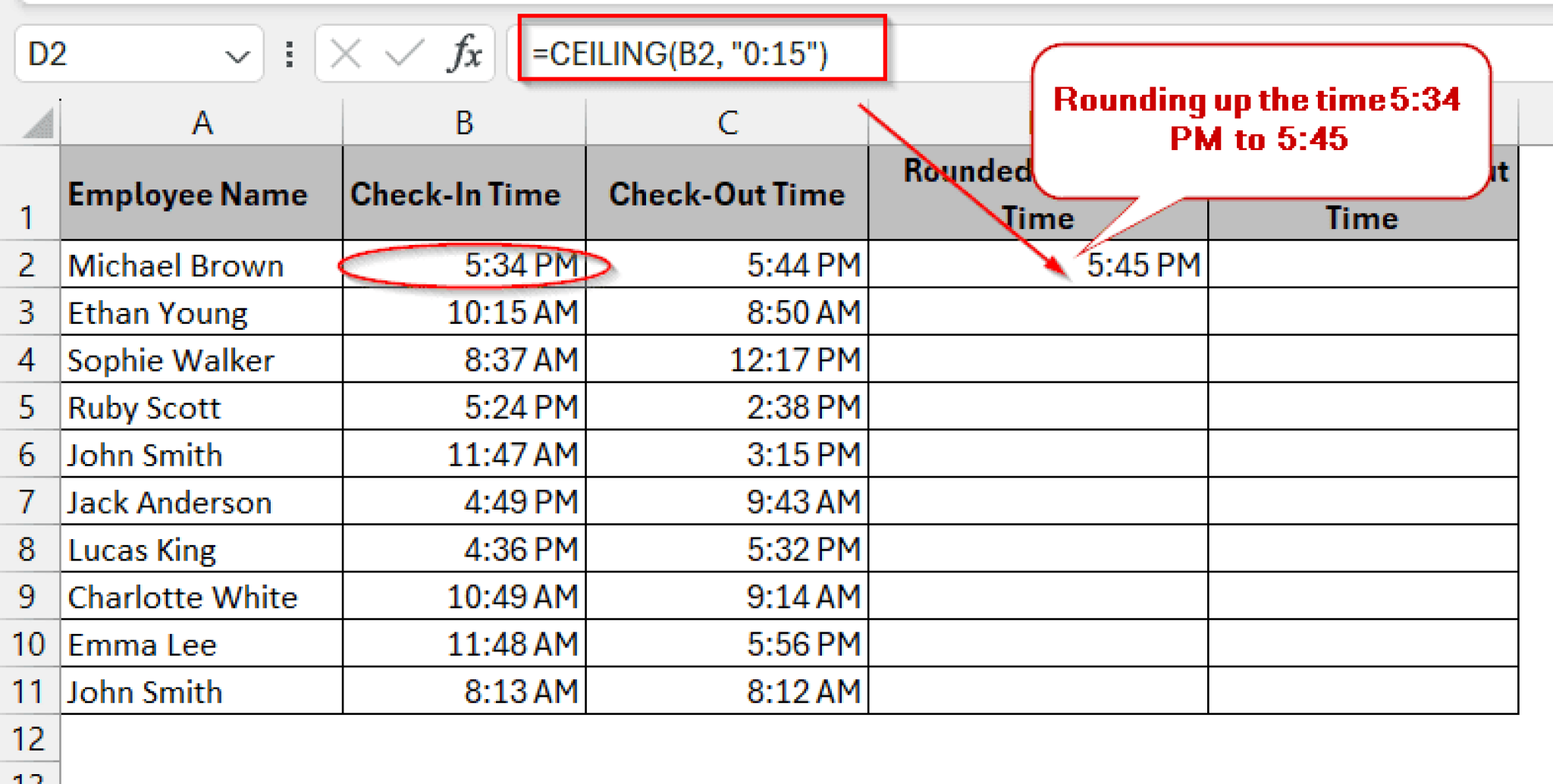 How to Round Time to Nearest 15 Minutes in Excel - Excel Insider