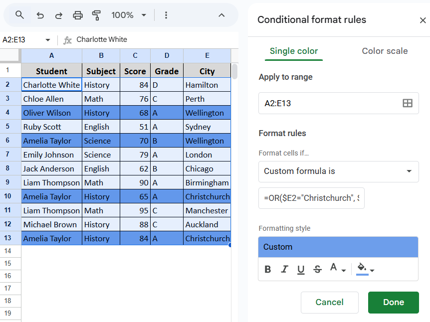 Using the OR Function