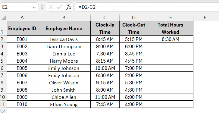 Subtracting Time Directly