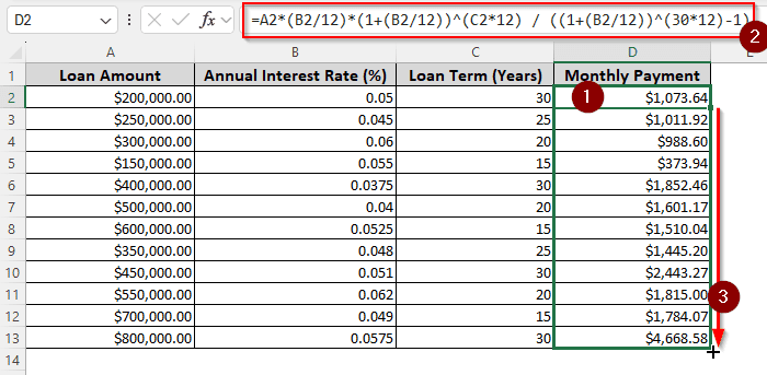 Manually Calculating Mortgage Payment