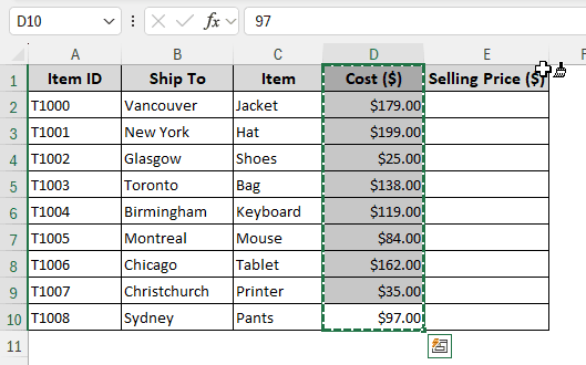 Calculating Selling Price from Cost and Margin