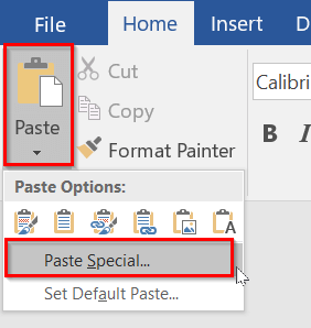 Link Excel to Word Using “Paste Special”