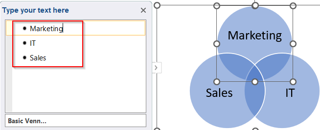 Insert a Venn Diagram Using SmartArt Feature