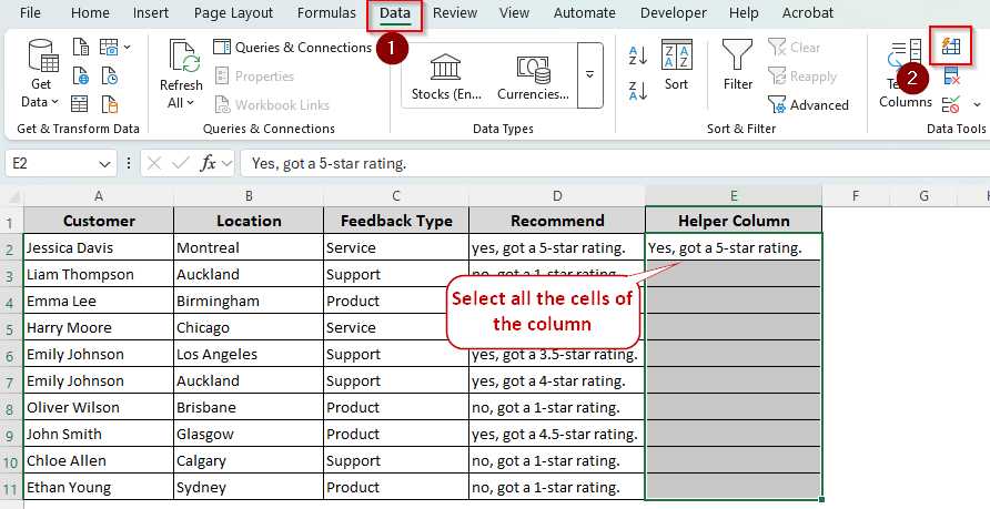 Capitalizing Letters with the Flash Fill Feature