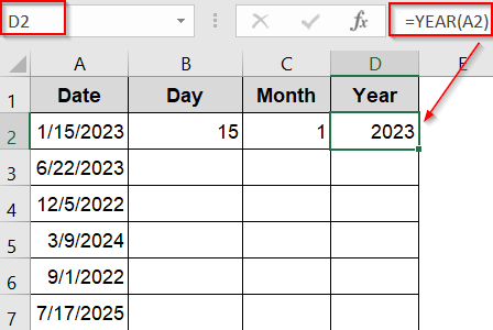 Use DAY, MONTH, and YEAR Functions to Extract Date Parts