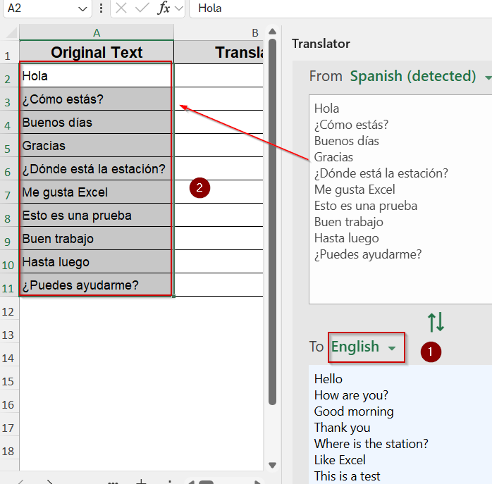 Utilize the Built-In Translate Tool in Excel