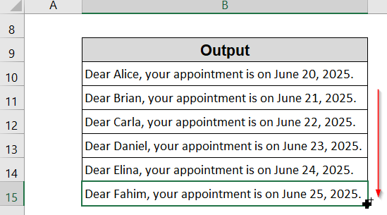 Apply Excel Formulas to Create Customized Messages 