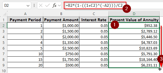 Manually Determining the Present Value of Annuity
