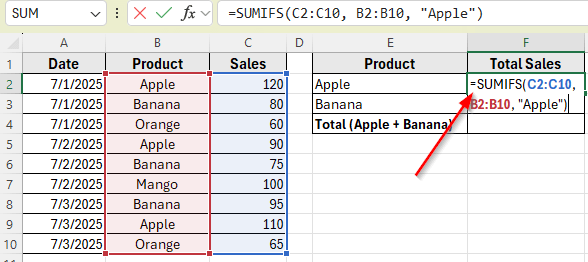 Using SUMIFS with Multiple Criteria in Same Column
