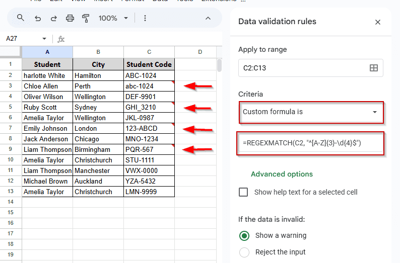 Pattern-Based Validation with Regex