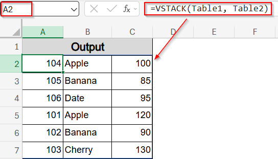 Stack Excel Tables from Multiple Sheets Using VSTACK Function Only