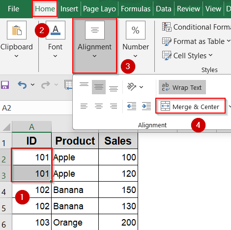 Visually Merge Duplicate IDs Using Merge & Center