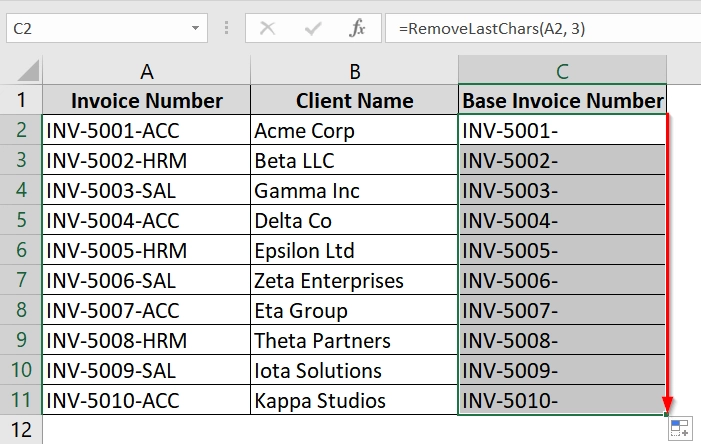 Create a User-Defined Function (UDF) with VBA To Remove Last Three Characters
