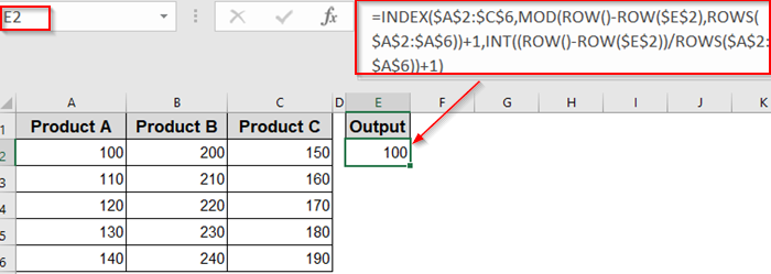 Consolidate Columns Using INDEX Function
