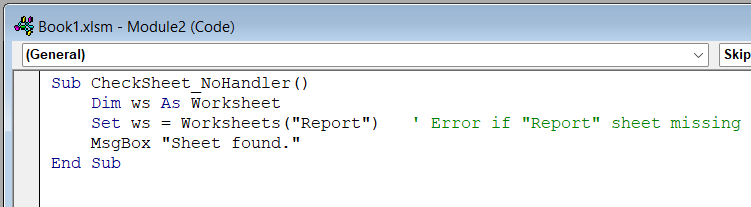 Test for Missing Worksheet Before Proceeding Using On Error GoTo 0