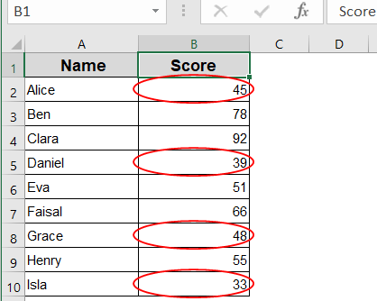 Use "Circle Invalid Data" from Data Validation