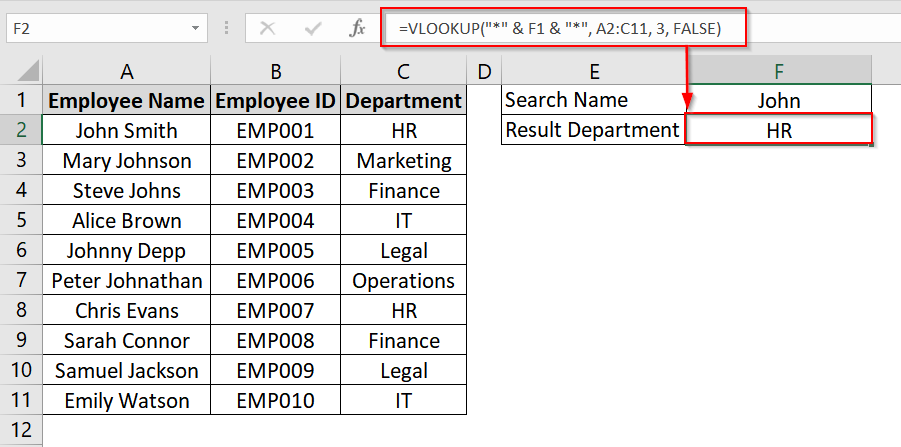 Using VLOOKUP with Wildcards To Lookup Partial Text Match