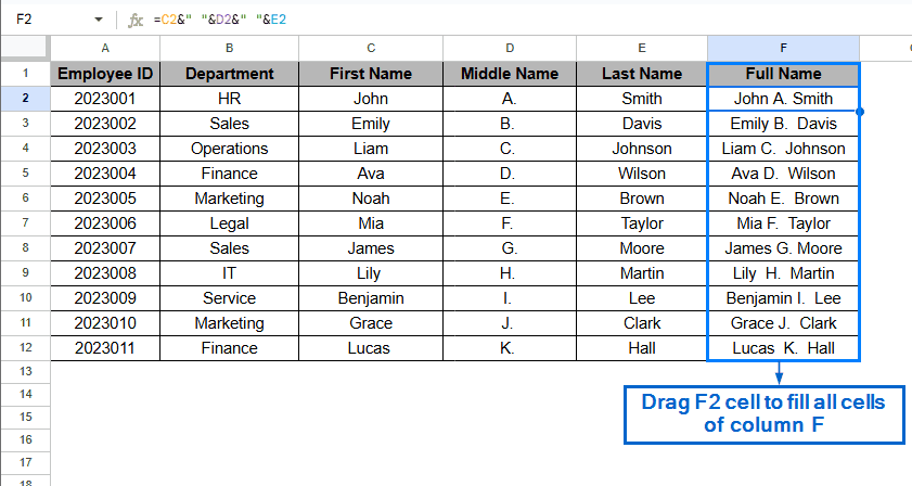 Concatenate Multiple Cells Using the Ampersand (&) Operator