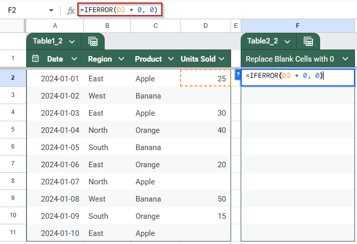 Combine IFERROR with Arithmetic to Replace Blanks with 0