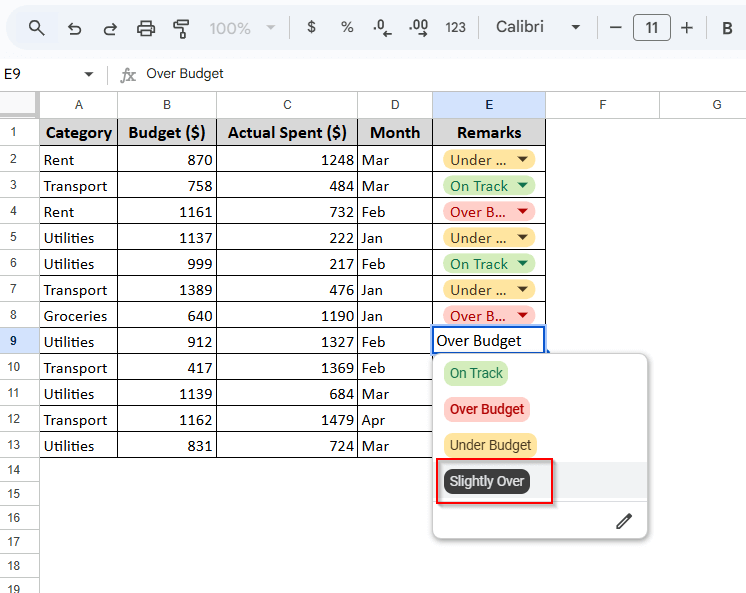 Editing the Drop-down List in Data Validation