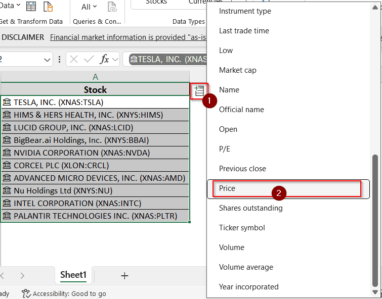 Using the Excel Data Conversion