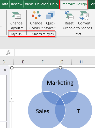 Insert a Venn Diagram Using SmartArt Feature