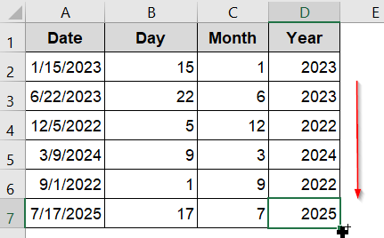 Use DAY, MONTH, and YEAR Functions to Extract Date Parts