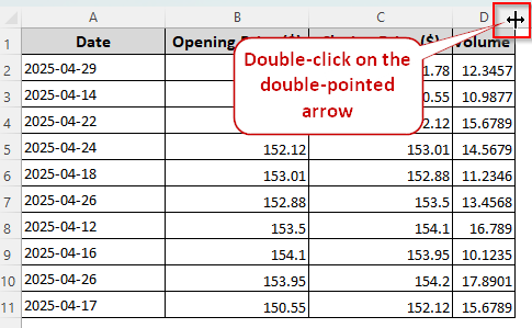 Fix Column Width to Display the Full Numeric Values