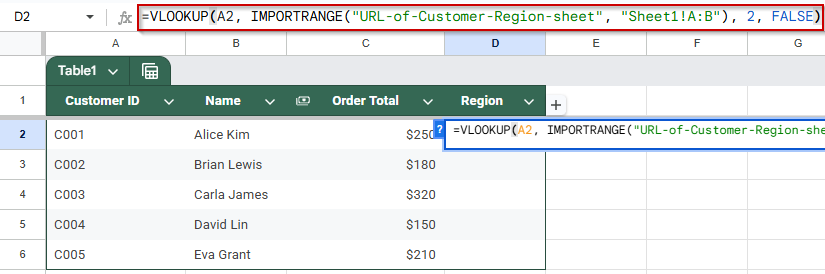 Merge Data Using VLOOKUP and IMPORTRANGE