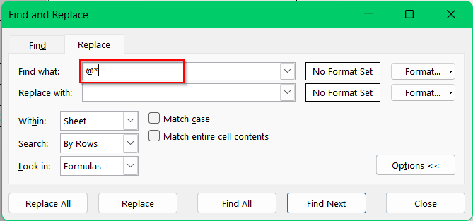 Using Find & Replace Tool to Remove Everything after a Character