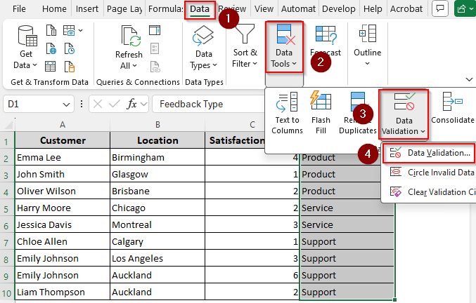 Manually Sort Source Data and Add a Drop-Down