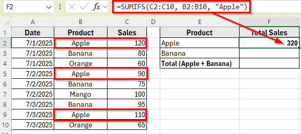 Using SUMIFS with Multiple Criteria in Same Column