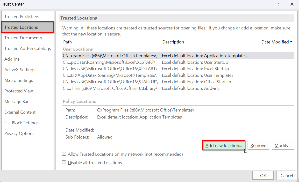 Move the File to a Trusted Location