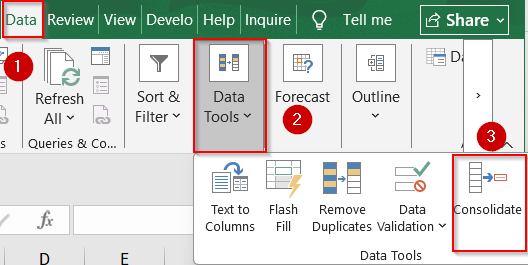 Consolidate Values Using Excel’s Built-in Consolidate Feature
