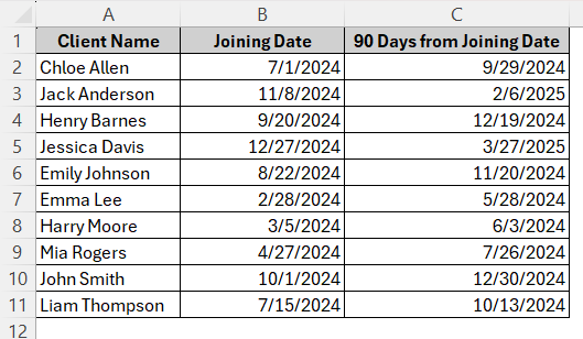 Basic Date Addition Using a Simple Formula