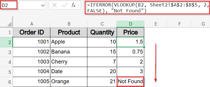 Standard Merge Using VLOOKUP from Another Sheet