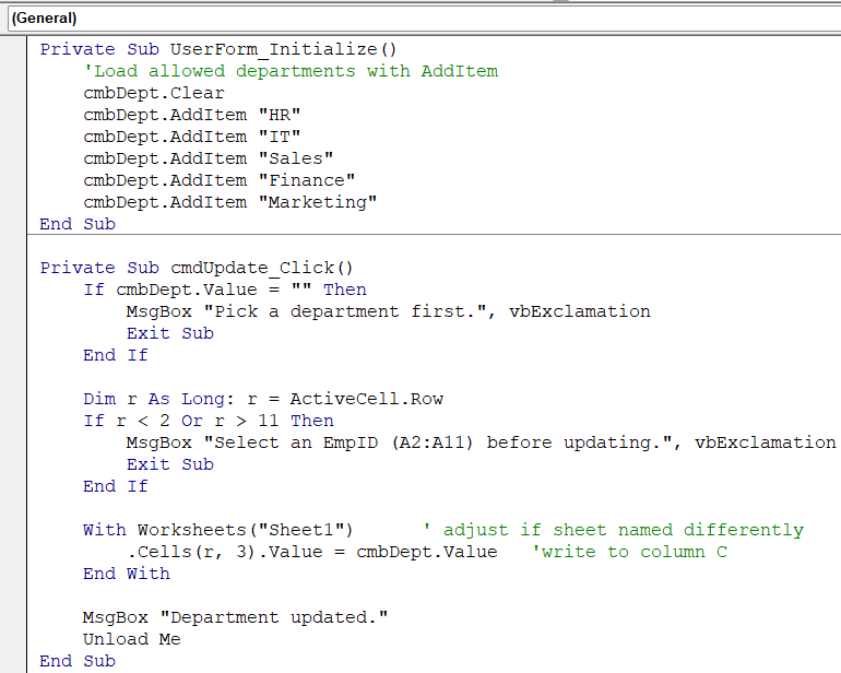 Populate a UserForm ComboBox with AddItem in VBA