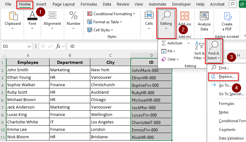 Using the Find & Replace Tool to Remove Certain Characters and Text