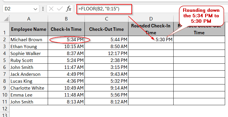 Applying FLOOR Function to Round Time