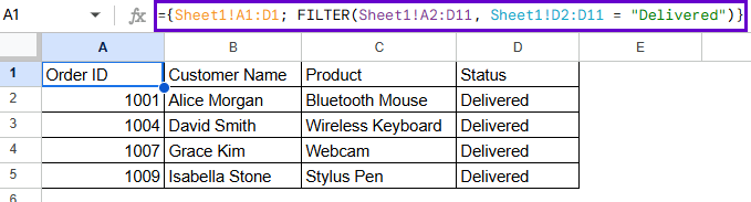 Using FILTER Function for Conditional Copying