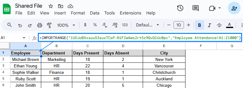 Hide Sheets by Using the IMPORTRANGE Function