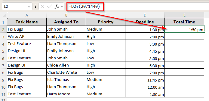 Adding Fixed Minutes for All Time Values