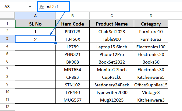 Add Serial Number Using Incremental Addition